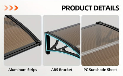 Polycarbonate Door Awning with UV Protection and Multiple Color Options for Patio detail image - detail view 22