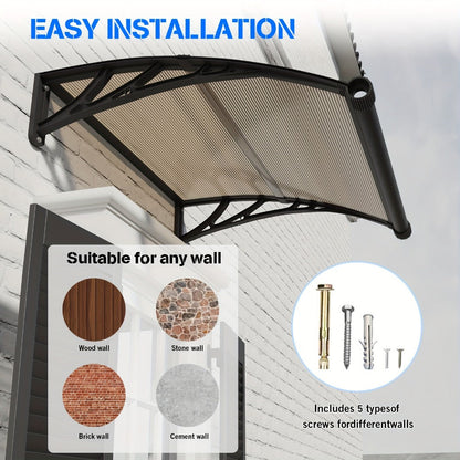 Polycarbonate Door Awning with UV Protection and Multiple Color Options for Patio detail image - detail view 9