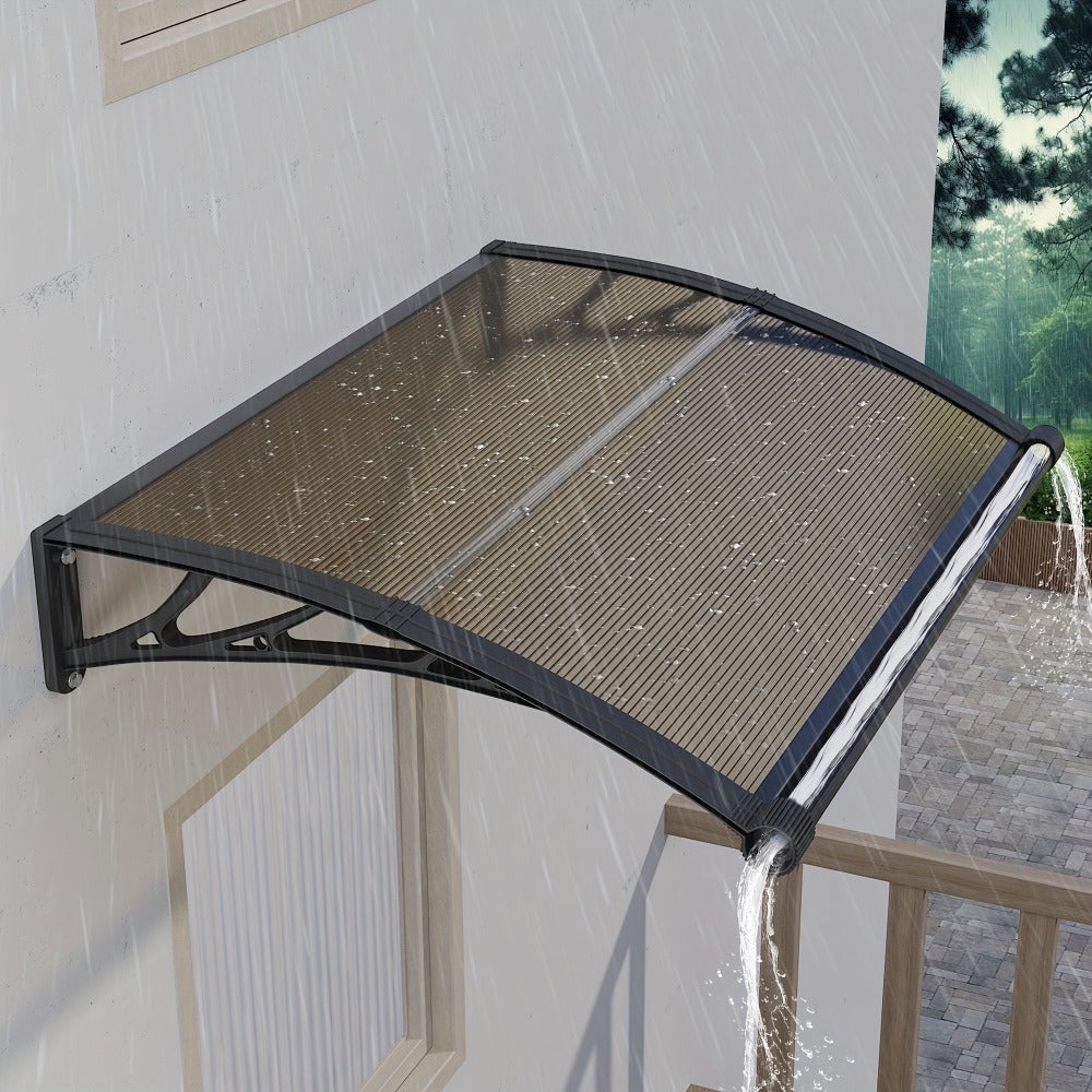 Door Awning, Polycarbonate Canopy with Drainage Sink Window Overhang Outdoor Sun Rain Snow shown in the main product view