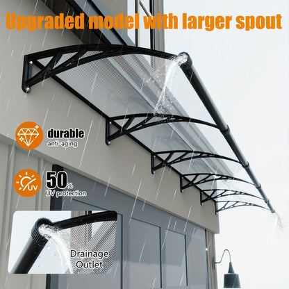 Window Awning shown in the 40x40IN Grey/Transparent option