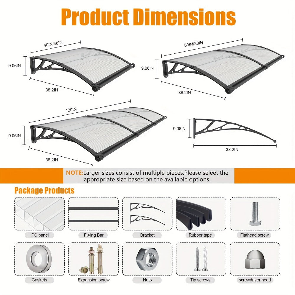 Polycarbonate Window Awning with UV Protection and Modular Design for Patio detail image - detail view 4