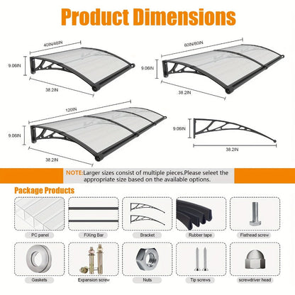 Polycarbonate Window Awning with UV Protection and Modular Design for Patio detail image - detail view 4