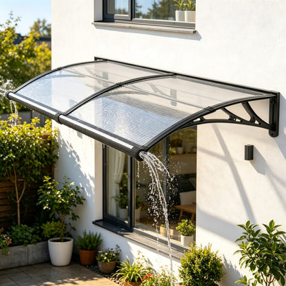 Window Awning, Polycarbonate with Large Gutter - UPF50+ Rain, Sun & UV Protection Canopy shown in the main product view