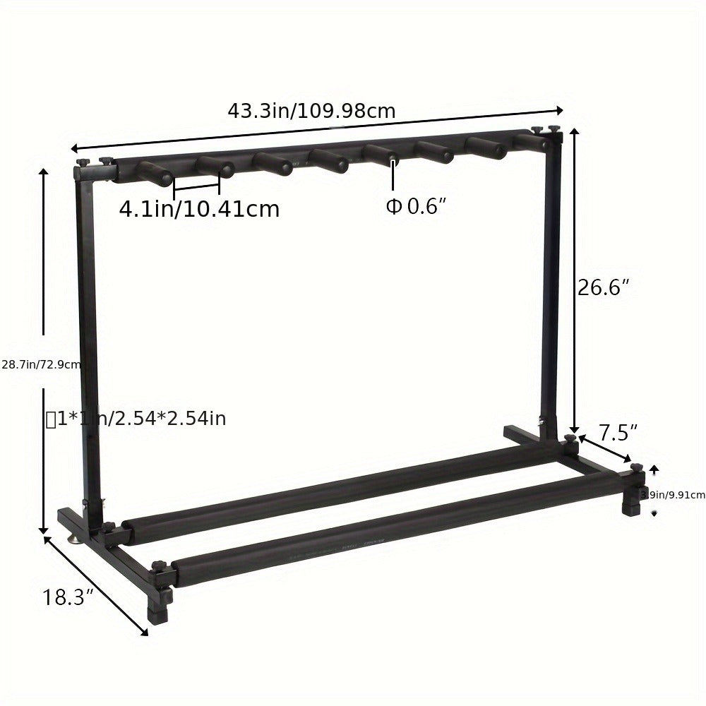 Portable 7-Guitar Folding Rack Stand with Padded Slots and Carry Bag detail image