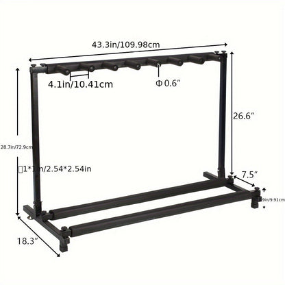 Portable 7-Guitar Folding Rack Stand with Padded Slots and Carry Bag detail image