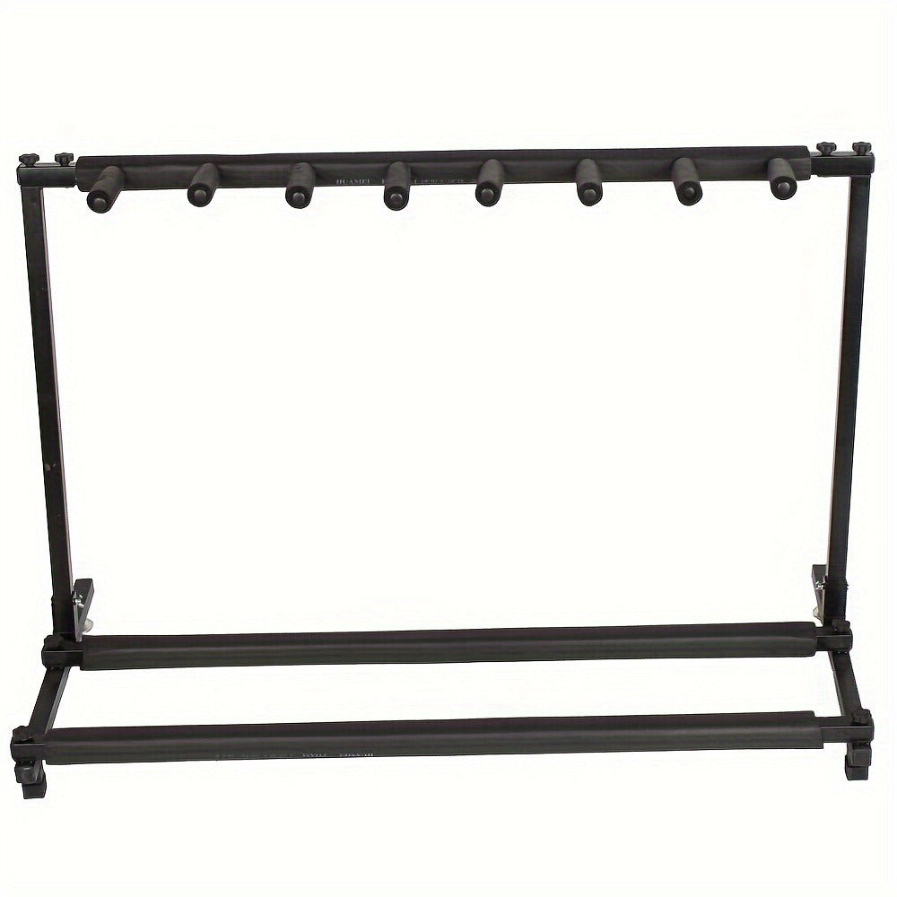 Portable 7-Guitar Folding Rack Stand with Padded Slots and Carry Bag shown in the main product view
