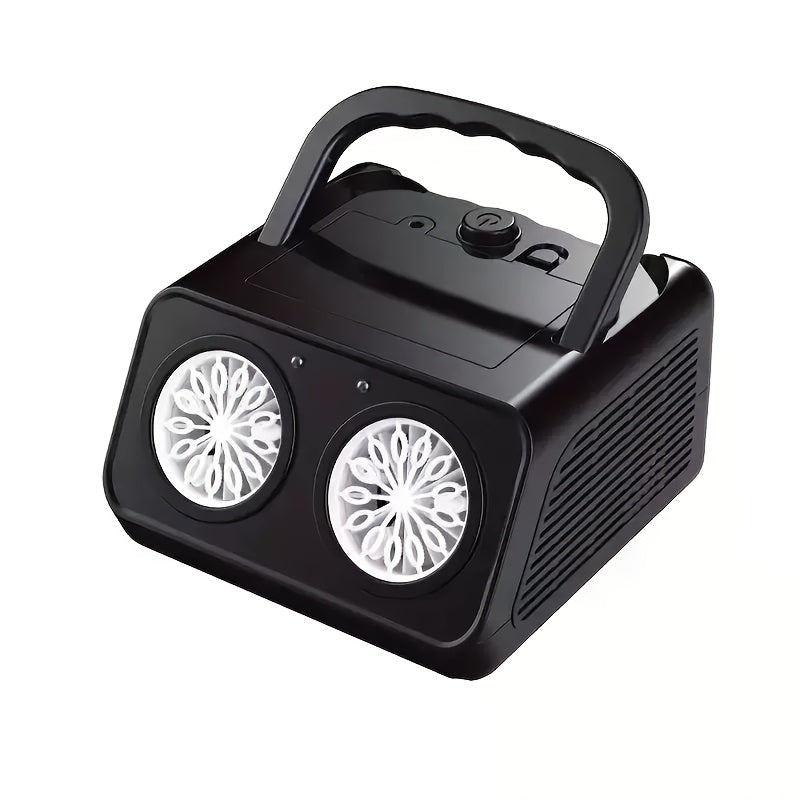 Portable Dual-Fan Bubble Machine with LED Lights and Carry Handle shown in the Black option