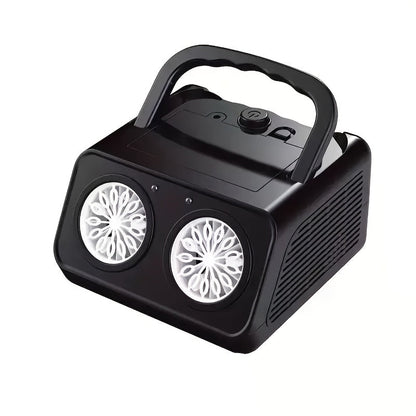 Portable Dual-Fan Bubble Machine with LED Lights and Carry Handle shown in the Black option