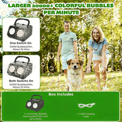 Portable Dual-Fan Bubble Machine with LED Lights and Carry Handle detail image - detail view 10
