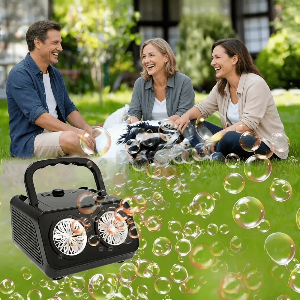 Portable Dual-Fan Bubble Machine with LED Lights and Carry Handle detail image - detail view 7
