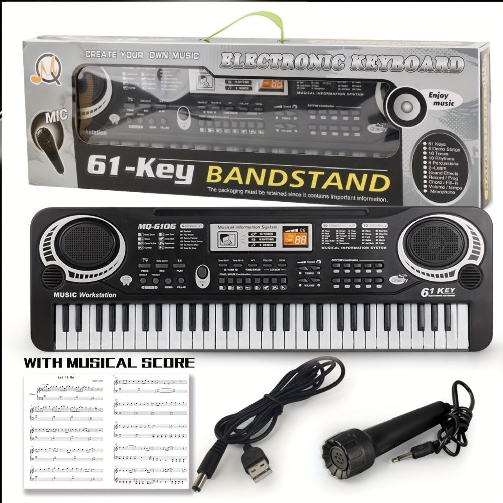 Portable Electronic Keyboard, Full Size, USB, Portable, Key, Microphone, Full for Beginner detail image