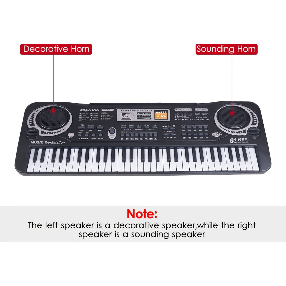Portable Electronic Keyboard, Piano Keyboard, USB, 61-Key, Piano, Set for Beginner Lessons detail image - detail view 7