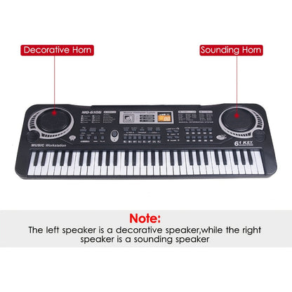 Portable Electronic Keyboard, Piano Keyboard, USB, 61-Key, Piano, Set for Beginner Lessons detail image - detail view 7