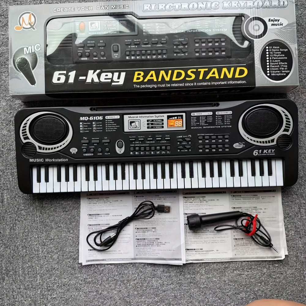 Portable Electronic Keyboard, Piano Keyboard, USB, 61-Key, Piano, Set for Beginner Lessons detail image - detail view 8