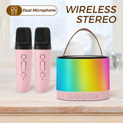 Portable Karaoke Speaker with 2 Wireless Mics shown in the Pink (High-End Version) option