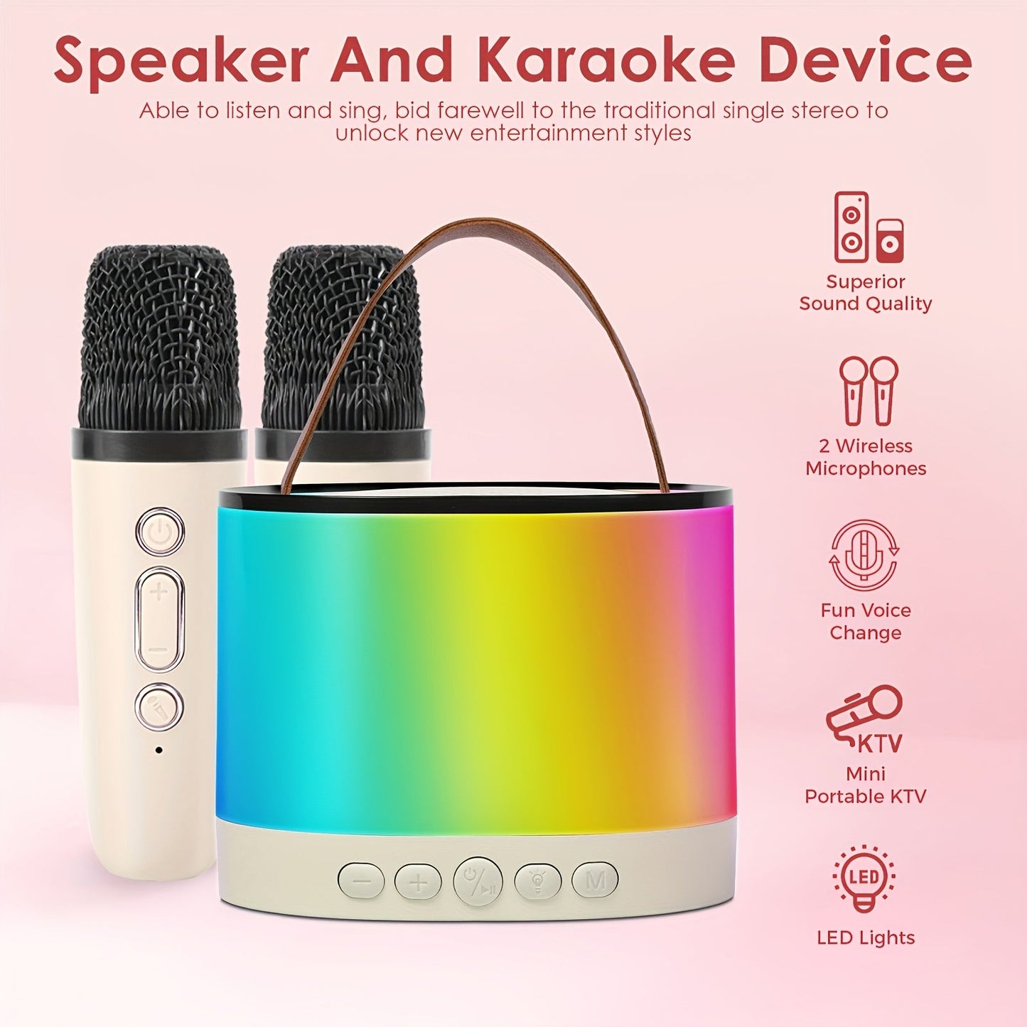 Portable Karaoke Speaker with 2 Wireless Mics shown in the (Premium Version) option