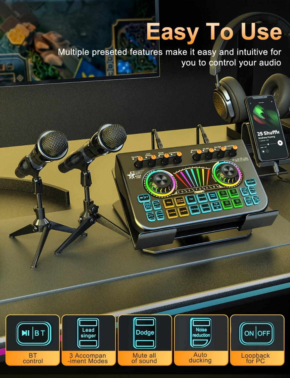 Portable Karaoke System, 36V, USB, Rechargeable, Professional, Podcast for Parties detail image - detail view 18