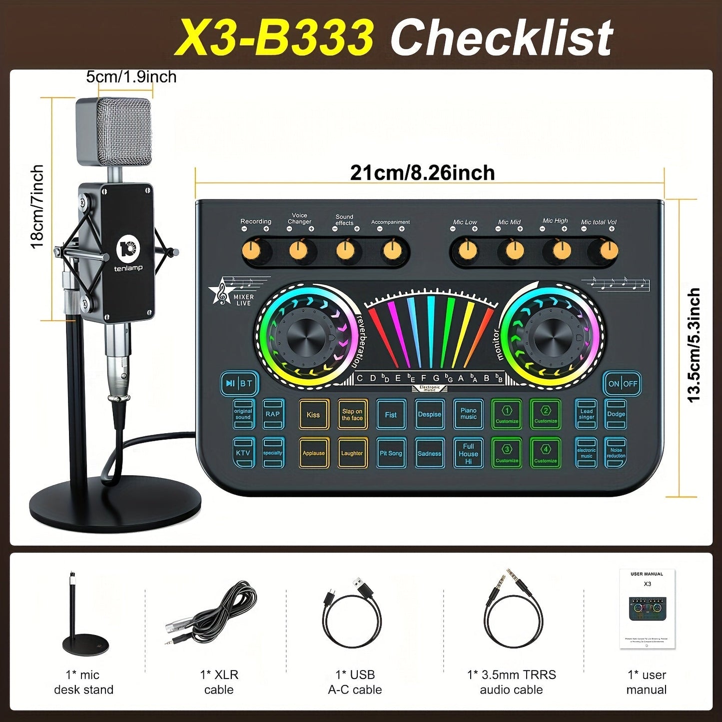 Portable Karaoke System shown in the X3-B333S mic Mixer set option