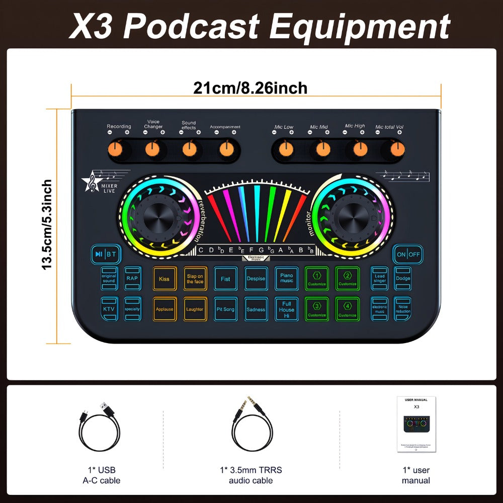Portable Karaoke System, Condenser, Wireless, USB, Sound, Card, Professional for Parties detail image