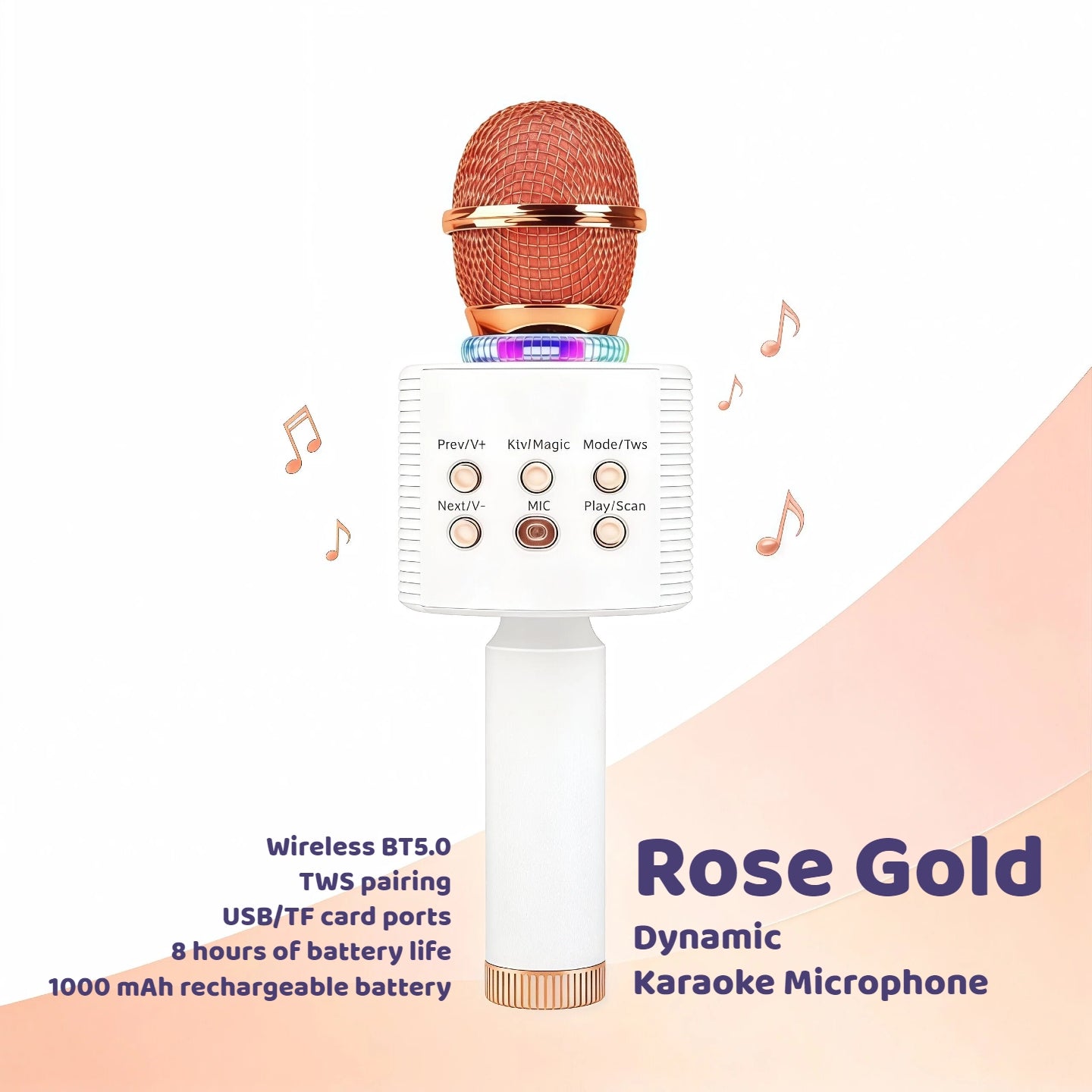Portable Karaoke System shown in the round-golden option