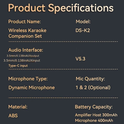 Portable Karaoke System, Stereo, RGB, Wireless, VAORLO, DS-K2, Machine for Parties detail image - detail view 26