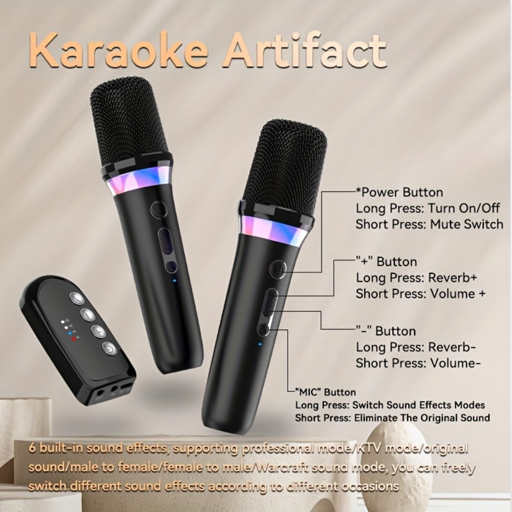 Portable Karaoke System, Stereo, RGB, Wireless, VAORLO, DS-K2, Machine for Parties detail image - detail view 4
