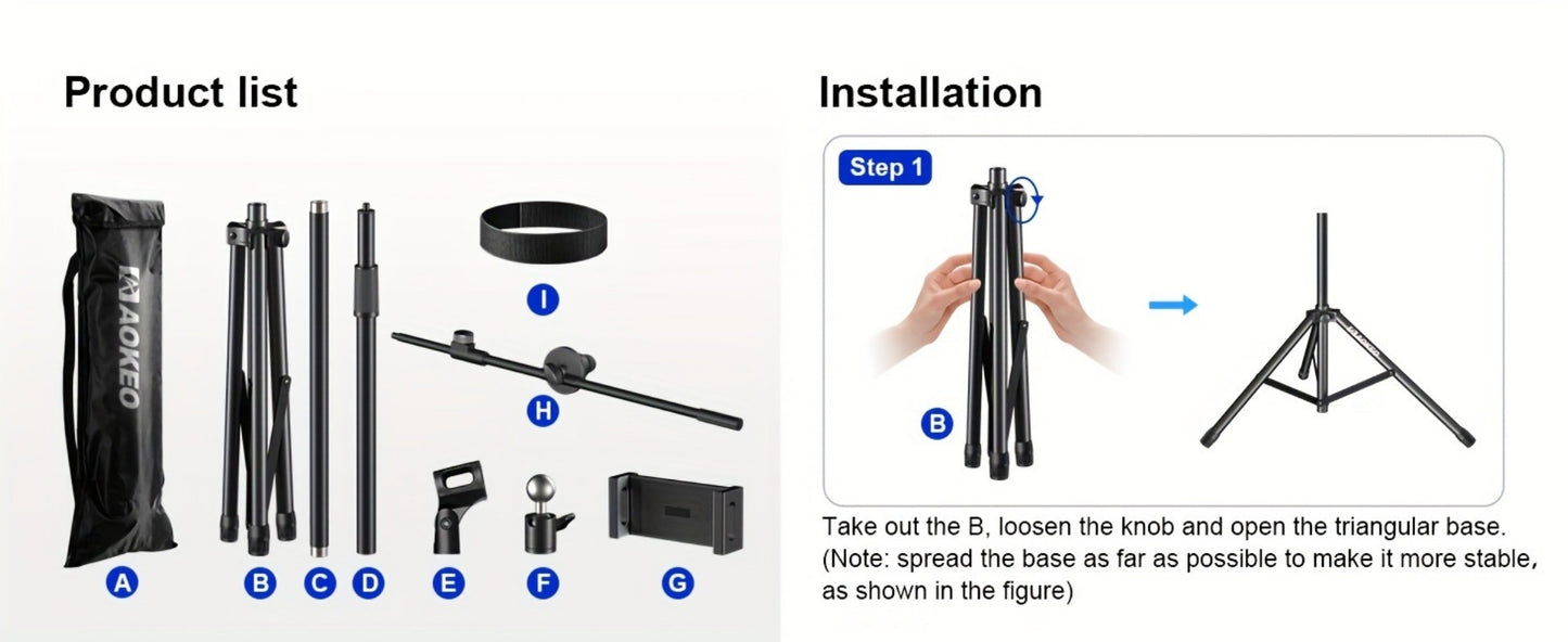 Portable Tripod Microphone Boom Stand with Clip and Carrying Bag detail image - detail view 10