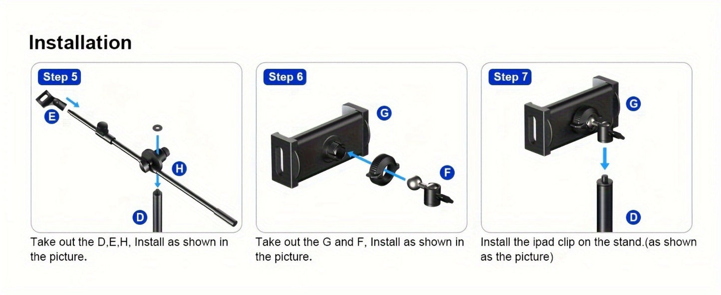 Portable Tripod Microphone Boom Stand with Clip and Carrying Bag detail image - detail view 12