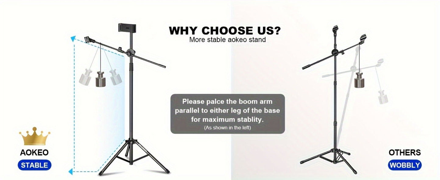 Portable Tripod Microphone Boom Stand with Clip and Carrying Bag detail image - detail view 14