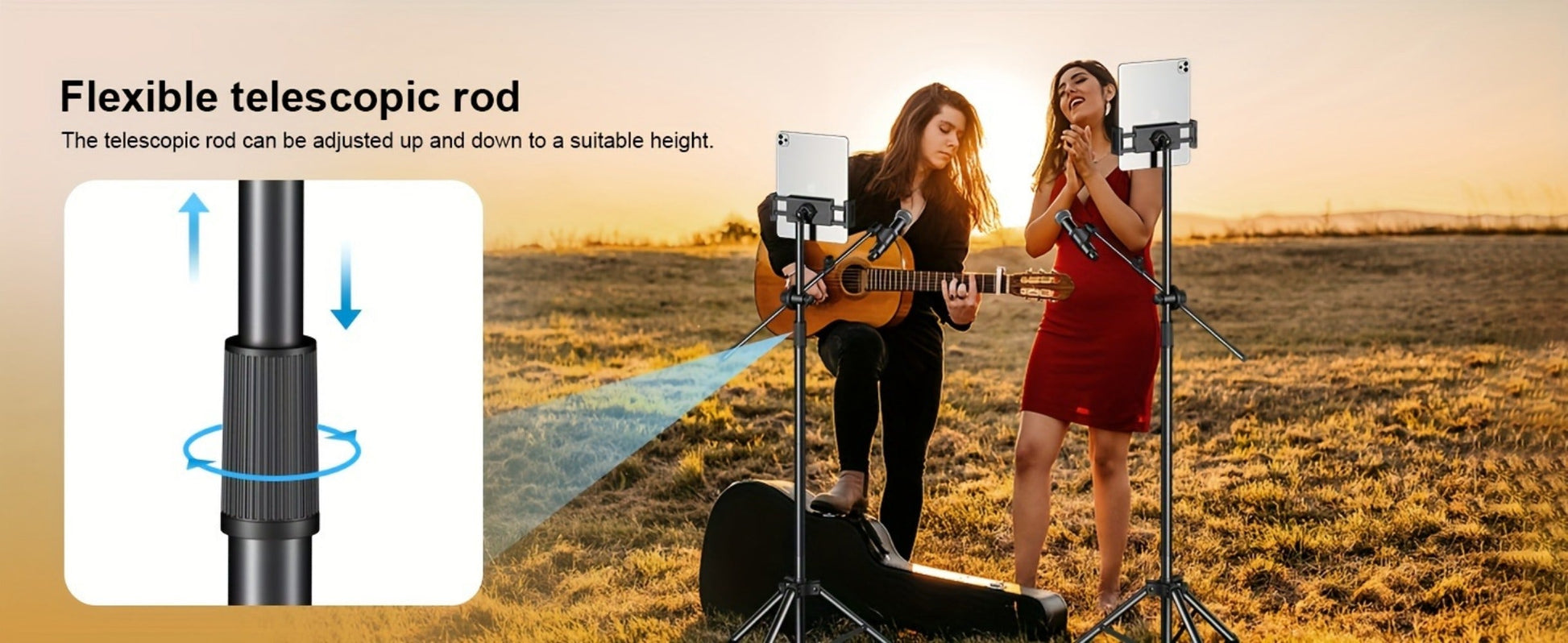 Portable Tripod Microphone Boom Stand with Clip and Carrying Bag detail image - detail view 19