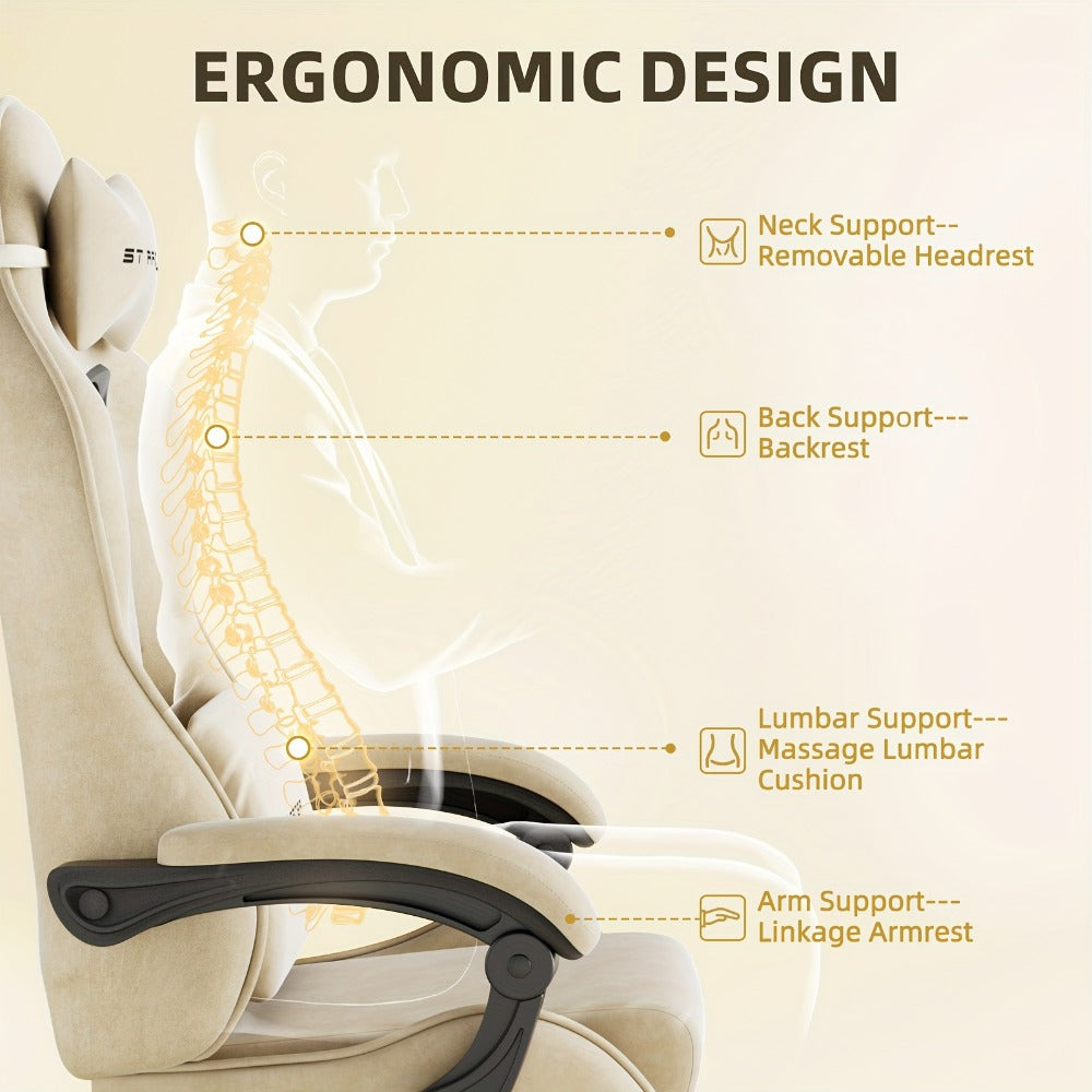 Reclining Fabric Gaming Chair, Reclining Computer Chair for Comfortable Everyday Seating detail image - detail view 18