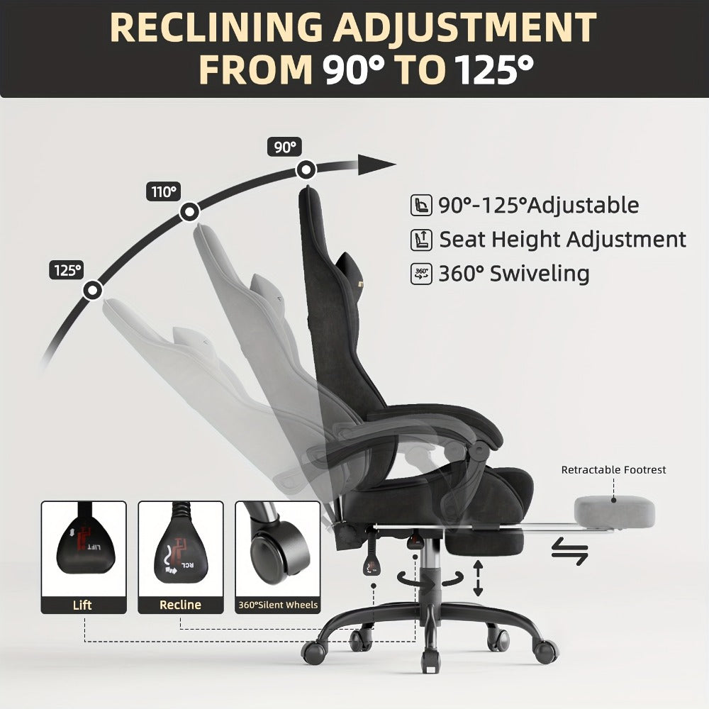 Reclining Fabric Gaming Chair, Reclining Computer Chair for Comfortable Everyday Seating detail image - detail view 8