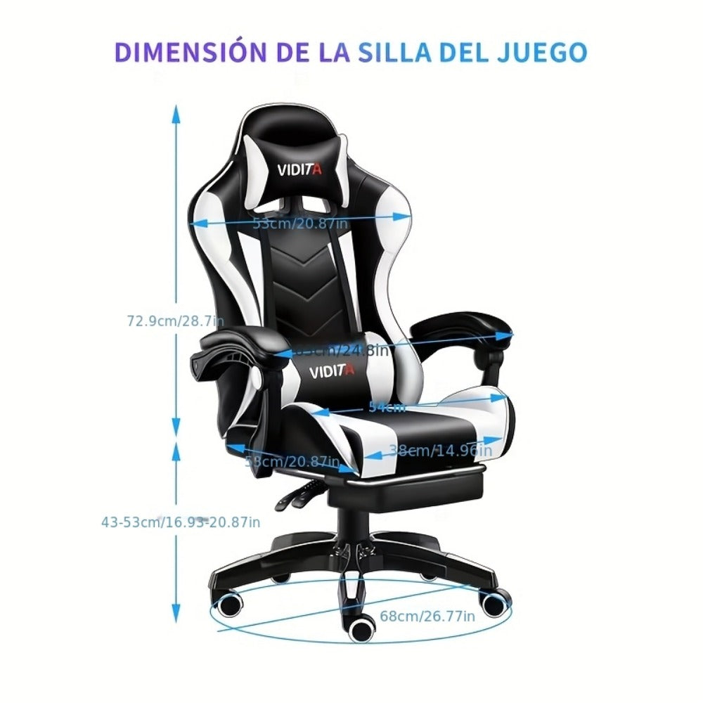 Reclining Faux Leather Gaming Chair with High Back and Footrest for Home Office detail image - detail view 10