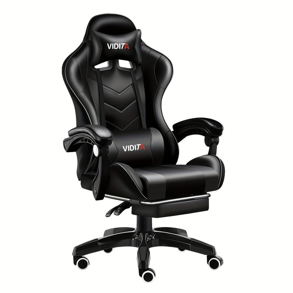 Reclining Faux Leather Gaming Chair with High Back and Footrest for Home Office detail image - detail view 11