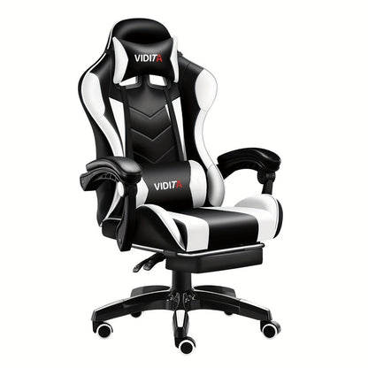 Reclining Faux Leather Gaming Chair with High Back and Footrest for Home Office detail image - detail view 3