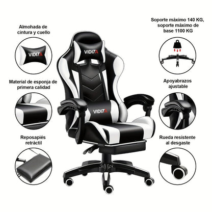 Reclining Faux Leather Gaming Chair with High Back and Footrest for Home Office detail image - detail view 4
