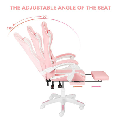 Reclining Faux Leather Gaming Chair with High Back and Footrest for Home Office detail image - detail view 8