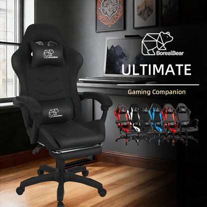 Gaming Chair shown in the Black-Footrest option