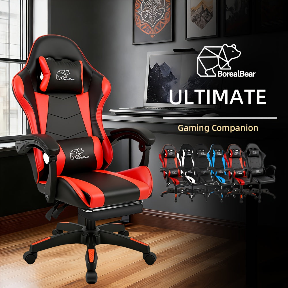 Gaming Chair shown in the Black-Red-Footrest option