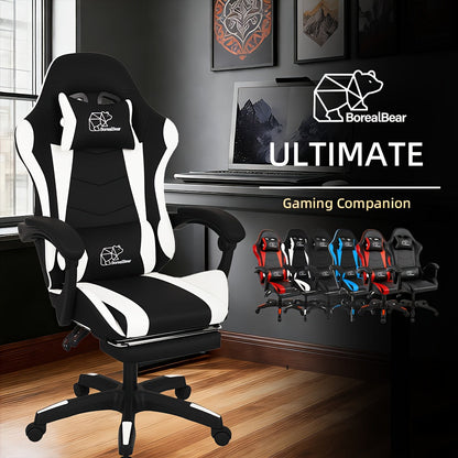 Gaming Chair shown in the Black-White-Footrest option