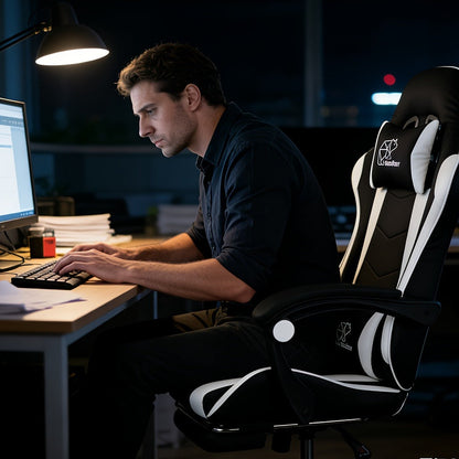 Reclining Faux Leather Gaming Chair with High Back for Home Office detail image