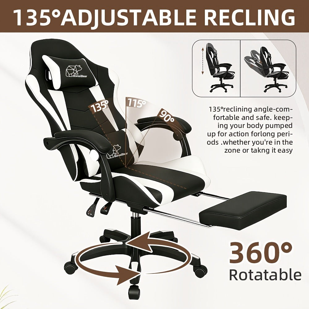 Reclining Faux Leather Gaming Chair with High Back for Home Office detail image - detail view 6