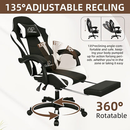 Reclining Faux Leather Gaming Chair with High Back for Home Office detail image - detail view 6