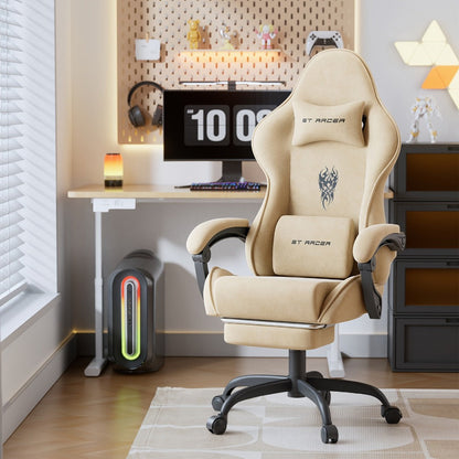 Reclining Velvet Gaming Chair, Ergonomic Video Game Chair for Home Office detail image - detail view 10