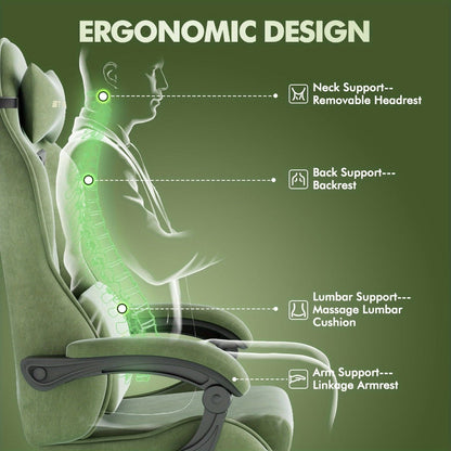 Reclining Velvet Gaming Chair, Ergonomic Video Game Chair for Home Office detail image - detail view 11