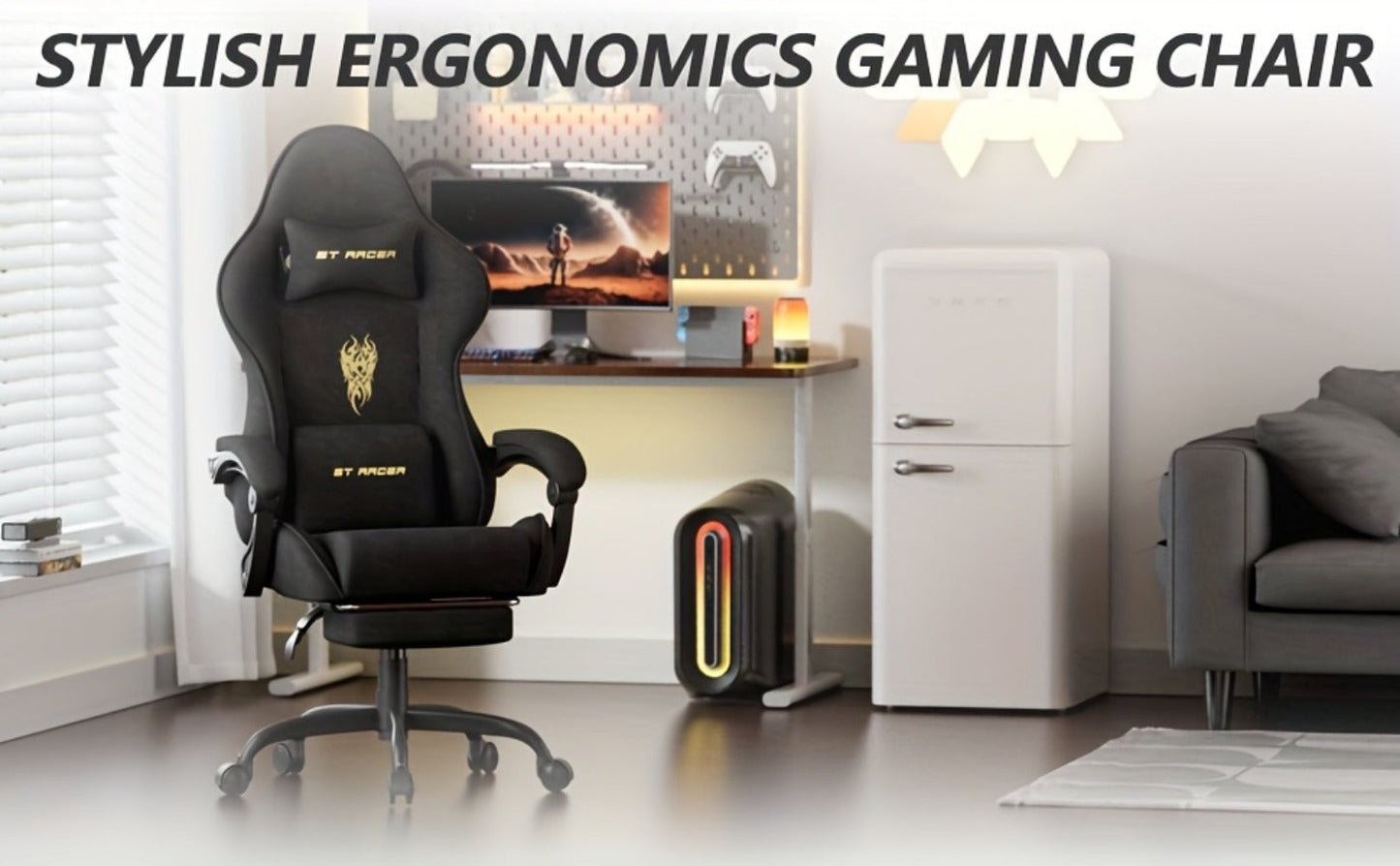 Reclining Velvet Gaming Chair, Ergonomic Video Game Chair for Home Office detail image - detail view 15