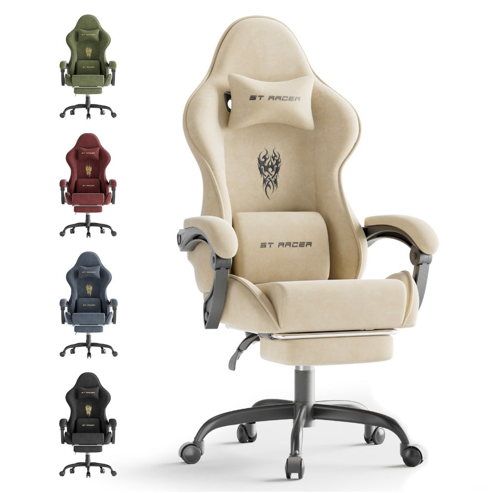 Reclining Velvet Gaming Chair, Ergonomic Video Game Chair for Home Office detail image