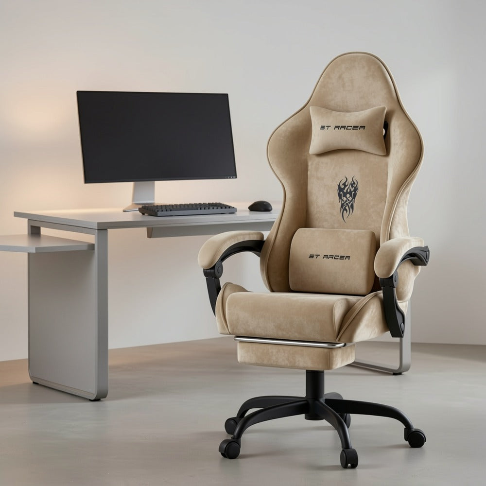 Reclining Velvet Gaming Chair, Ergonomic Video Game Chair for Home Office detail image - detail view 9