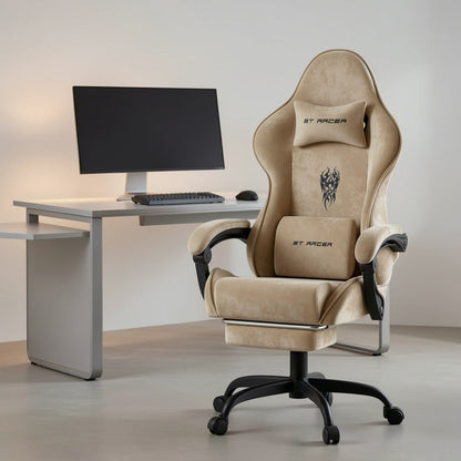 Reclining Velvet Gaming Chair, Ergonomic Video Game Chair for Home Office detail image - detail view 9