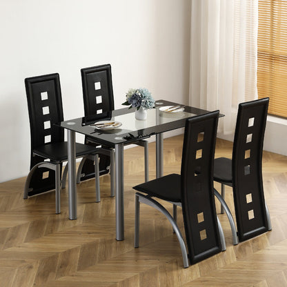 Dining Table, Rectangular Tempered Glass for 4 - Clear Glass Top with Black Stainless shown in the main product view